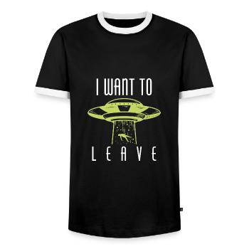 I Want To Leave - Männer Kontrast-T-Shirt - Schwarz/Weiß - Vorne - AI Model Female 172 light (172cm) & AI Model Male 178 light (178cm)