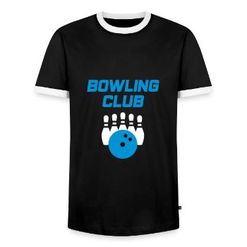 Bowling Club (bowling pins, bowling ball) - T-shirt contrasté Homme - noir/blanc - Devant - AI Model Female 172 light (172cm) & AI Model Male 178 light (178cm)