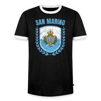 Saint-Marin - T-shirt contrasté Homme - noir/blanc - Devant - AI Model Female 172 light (172cm) & AI Model Male 178 light (178cm)