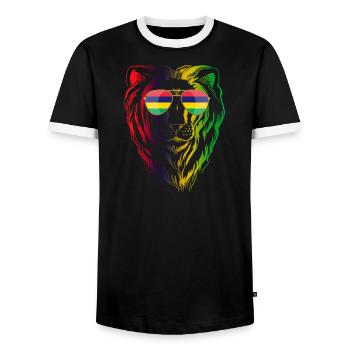 Mauritius - Men's Ringer Shirt - black/white - Front - AI Model Female 172 light (172cm) & AI Model Male 178 light (178cm)