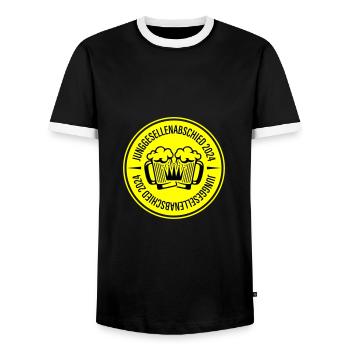 Junggesellenabschied 2024 Bier - Männer Kontrast-T-Shirt - Schwarz/Weiß - Vorne - AI Model Female 172 light (172cm) & AI Model Male 178 light (178cm)