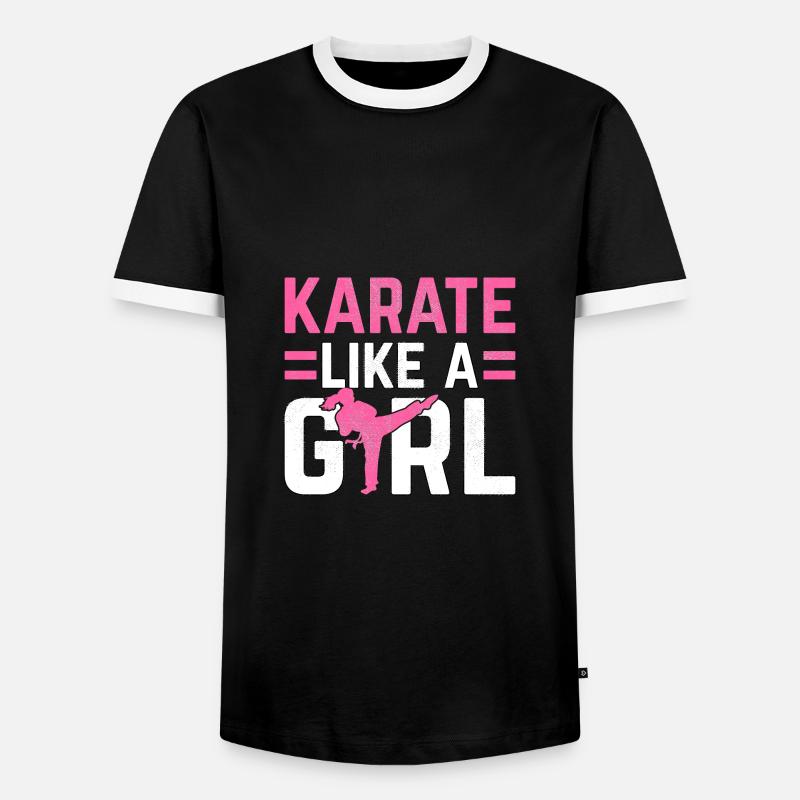 Karate wie ein Mädchen - Männer Kontrast-T-Shirt - Schwarz/Weiß