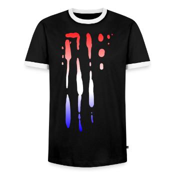 Netherlands Vintage Stripes - Men's Ringer Shirt - black/white - Front - AI Model Female 172 light (172cm) & AI Model Male 178 light (178cm)