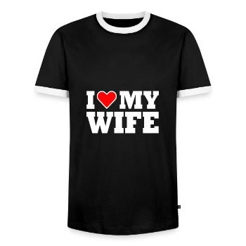 I love my wife - Männer Kontrast-T-Shirt - Schwarz/Weiß - Vorne - AI Model Female 172 light (172cm) & AI Model Male 178 light (178cm)