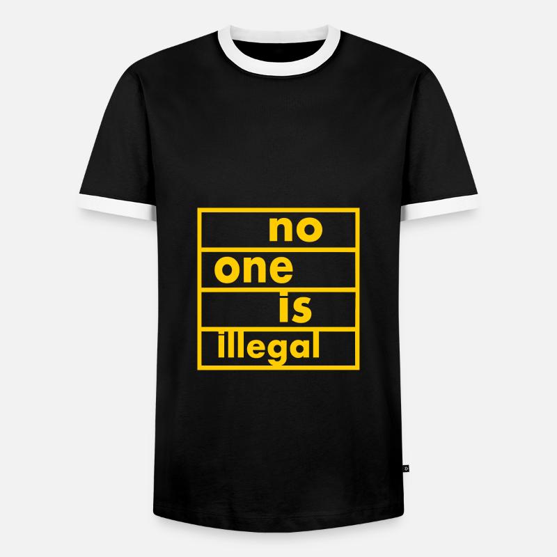 No one is illegal - Männer Kontrast-T-Shirt - Schwarz/Weiß