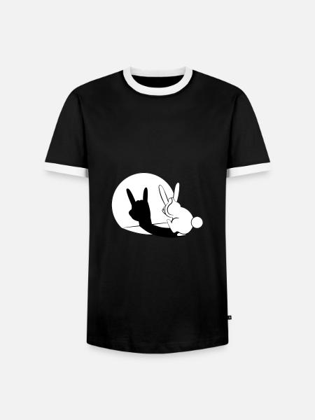 Bunny Horn Gesture Shadow - Männer Kontrast-T-Shirt - Schwarz/Weiß