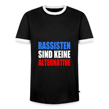 rassisten sind keine alternative - Männer Kontrast-T-Shirt - Schwarz/Weiß - Vorne - AI Model Female 172 light (172cm) & AI Model Male 178 light (178cm)