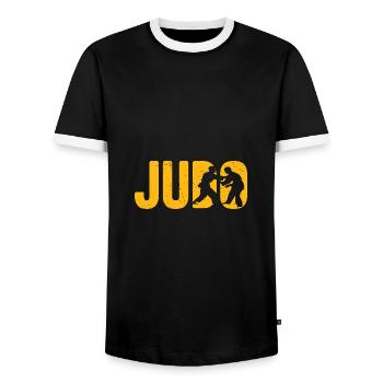 Judo - T-shirt contrasté Homme - noir/blanc - Devant - AI Model Female 172 light (172cm) & AI Model Male 178 light (178cm)