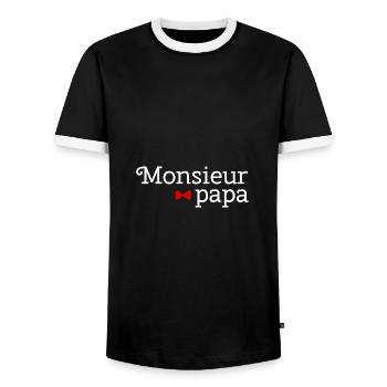 tee shirt fete des peres monsieur papa cadeau - T-shirt contrasté Homme - noir/blanc - Devant - AI Model Female 172 light (172cm) & AI Model Male 178 light (178cm)