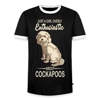 Cockapoo - Men's Ringer Shirt - black/white - Front - AI Model Female 172 light (172cm) & AI Model Male 178 light (178cm)