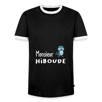 Monsieur hiboude - T-shirt contrasté Homme - noir/blanc - Devant - AI Model Female 172 light (172cm) & AI Model Male 178 light (178cm)