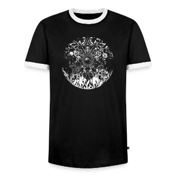 Les quatre éléments - T-shirt contrasté Homme - noir/blanc - Devant - AI Model Female 172 light (172cm) & AI Model Male 178 light (178cm)