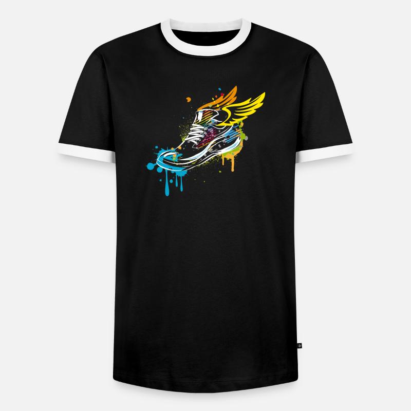 Sneaker graffiti with wings - Men's Ringer Shirt - black/white