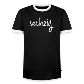 60 sechzig 60. Geburtstag Geschenk - Männer Kontrast-T-Shirt - Schwarz/Weiß - Vorne - AI Model Female 172 light (172cm) & AI Model Male 178 light (178cm)