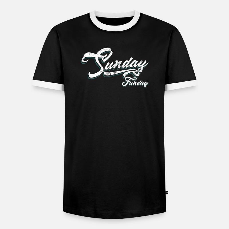 Sunday Funday Script Neon - Men's Ringer Shirt - black/white