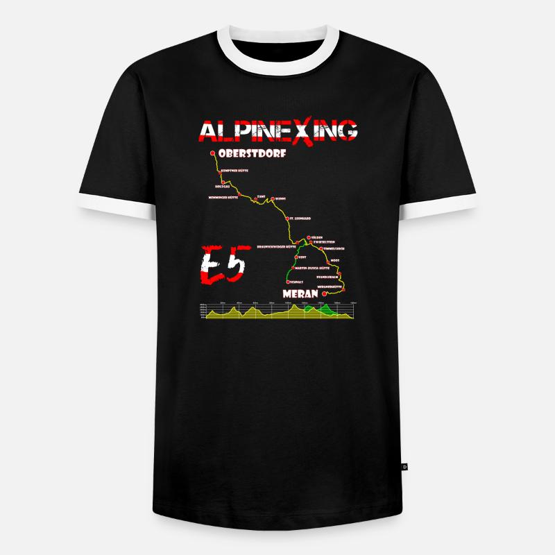 E5 Oberstdorf Meran - Männer Kontrast-T-Shirt - Schwarz/Weiß