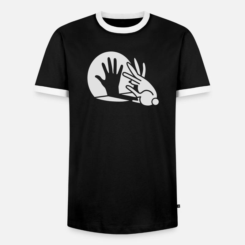 Rabbit Hand Shadows Glow in the dark - Men's Ringer Shirt - black/white