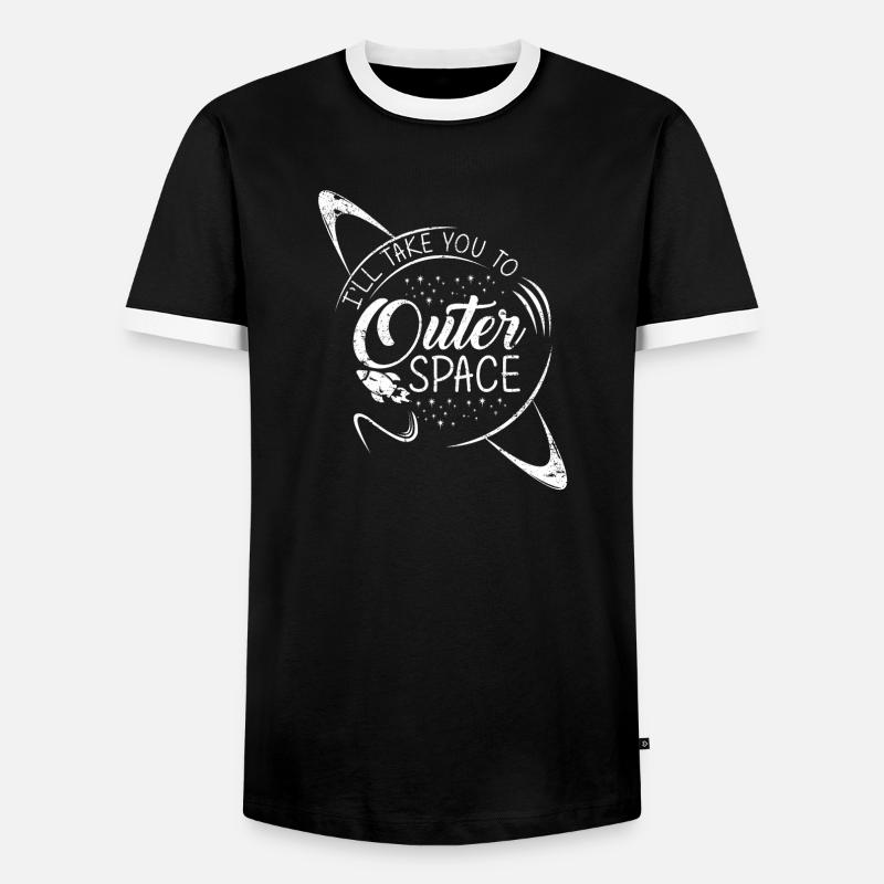 Space Space Rocket Weightless Planet - Men's Ringer Shirt - black/white