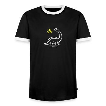 Dinosaurier - Männer Kontrast-T-Shirt - Schwarz/Weiß - Vorne - AI Model Female 172 light (172cm) & AI Model Male 178 light (178cm)