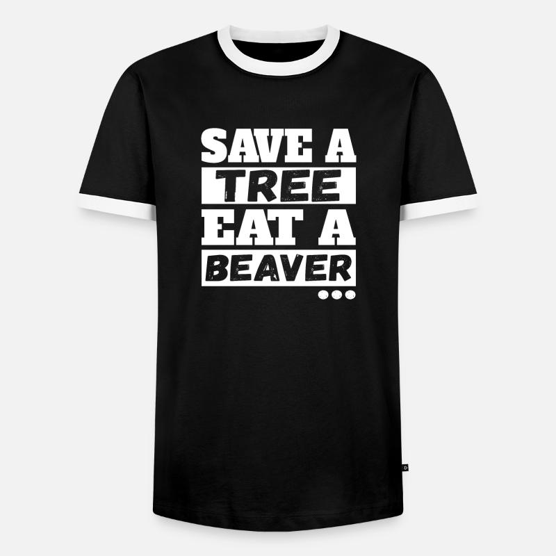 Save Tree Eat A Beaver - Men's Ringer Shirt - black/white