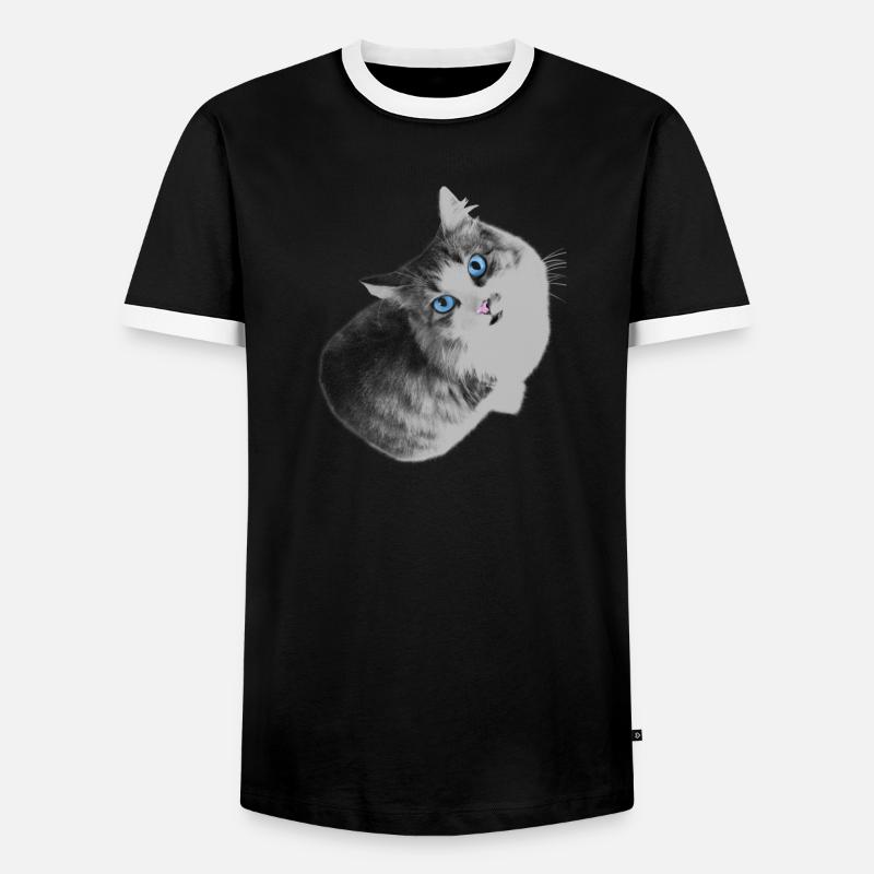 Maya le chat - Männer Kontrast-T-Shirt - Schwarz/Weiß