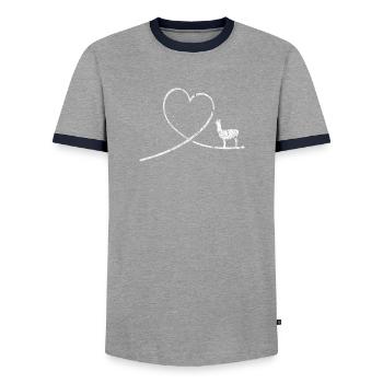 Lama Alpagas animaux Animaux De Maison Cadeau Idée cadeau - T-shirt contrasté Homme - gris/marine  - Devant - AI Model Female 172 light (172cm) & AI Model Male 178 light (178cm)
