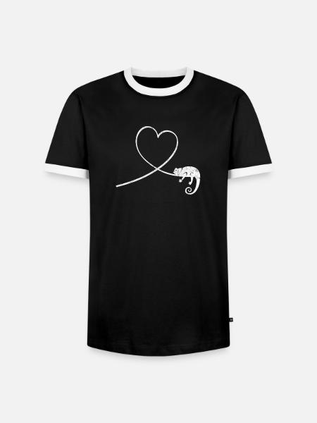 Chameleon Reptile Terrarium Pet Gift - Men's Ringer Shirt - black/white