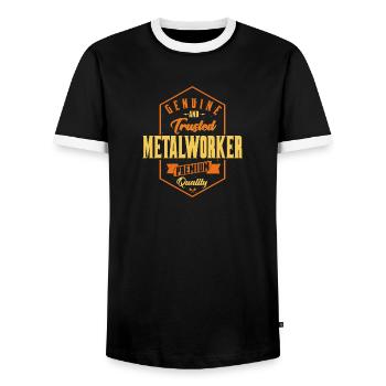 Conception authentique et fiable pour les métallurgistes - T-shirt contrasté Homme - noir/blanc - Devant - AI Model Female 172 light (172cm) & AI Model Male 178 light (178cm)