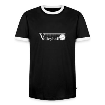 Volleyball - the thing with the net. And about it. - Men's Ringer Shirt - black/white - Front - AI Model Female 172 light (172cm) & AI Model Male 178 light (178cm)