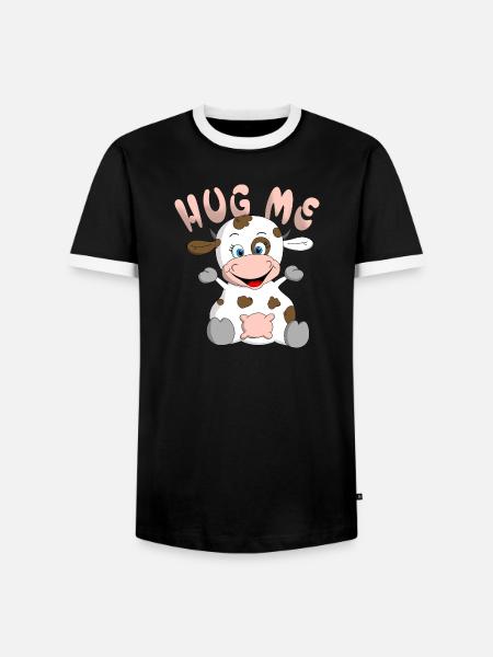 Hug me Kuh - Männer Kontrast-T-Shirt - Schwarz/Weiß