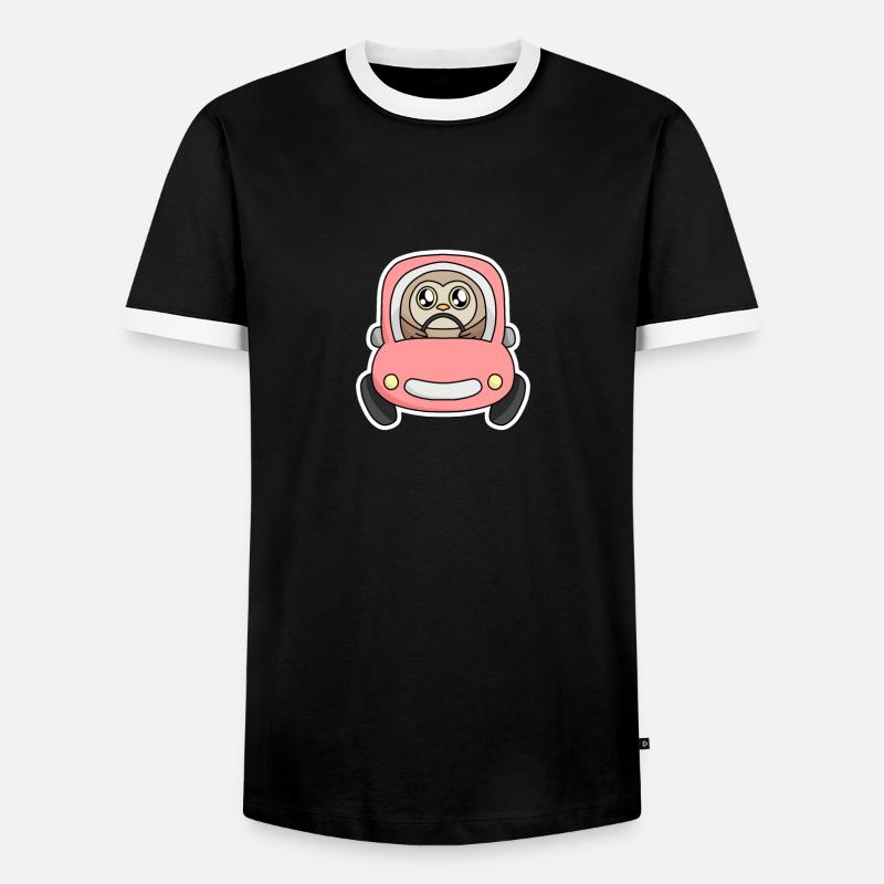 Eule Auto - Männer Kontrast-T-Shirt - Schwarz/Weiß