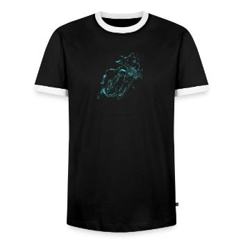 motorcycle - Men's Ringer Shirt - black/white - Front - AI Model Female 172 light (172cm) & AI Model Male 178 light (178cm)