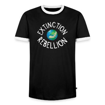 Extinction Rebellion Planet Earth blanc - T-shirt contrasté Homme - noir/blanc - Devant - AI Model Female 172 light (172cm) & AI Model Male 178 light (178cm)