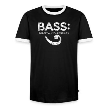 BASS - Forget all your trebles (Vintage/Blanc) - T-shirt contrasté Homme - noir/blanc - Devant - AI Model Female 172 light (172cm) & AI Model Male 178 light (178cm)