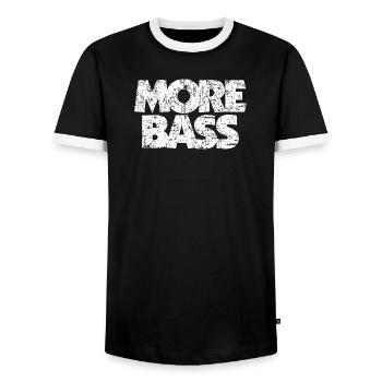 More bass (vintage / white) bass player bass player - Men's Ringer Shirt - black/white - Front - AI Model Female 172 light (172cm) & AI Model Male 178 light (178cm)