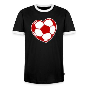 Ich Liebe Fussball Fussballfan Fussballer Herz - Männer Kontrast-T-Shirt - Schwarz/Weiß - Vorne - AI Model Female 172 light (172cm) & AI Model Male 178 light (178cm)