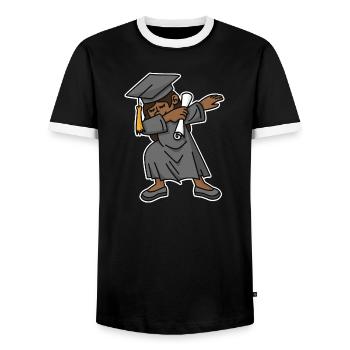 Fille noire étudiant dab diplôme école - T-shirt contrasté Homme - noir/blanc - Devant - AI Model Female 172 light (172cm) & AI Model Male 178 light (178cm)