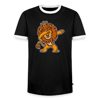 Dabbing Lion Crown Dutch dab King's day King - Men's Ringer Shirt - black/white - Front - AI Model Female 172 light (172cm) & AI Model Male 178 light (178cm)