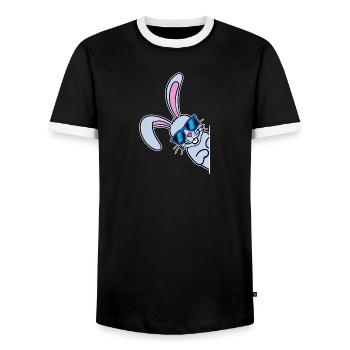 Cool Easter Bunny Easter Bunny Happy Easter - Men's Ringer Shirt - black/white - Front - AI Model Female 172 light (172cm) & AI Model Male 178 light (178cm)