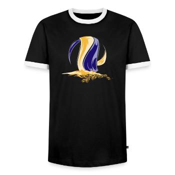 Symbole de l’équipe de volleyball de plage Couleurs du logo Sable - T-shirt contrasté Homme - noir/blanc - Devant - AI Model Female 172 light (172cm) & AI Model Male 178 light (178cm)