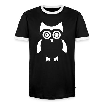 white owl bird white - Men's Ringer Shirt - black/white - Front - AI Model Female 172 light (172cm) & AI Model Male 178 light (178cm)