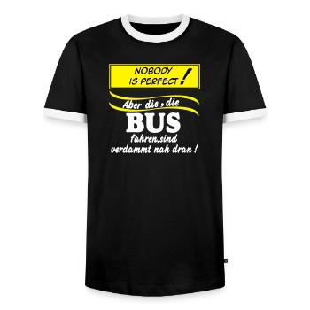 Bus Driver Bus Bus Driver Nobody (25) - Men's Ringer Shirt - black/white - Front - AI Model Female 172 light (172cm) & AI Model Male 178 light (178cm)