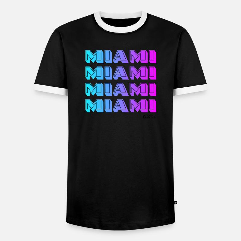 Miami Neon Gradient Pattern - Men's Ringer Shirt - black/white