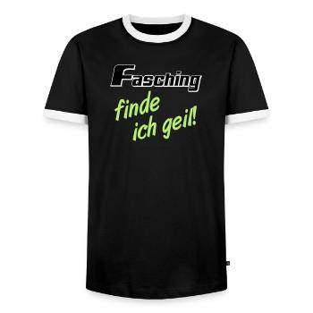 Party Shirt ,Feiern , Karneval, Fasching geil(25) - Männer Kontrast-T-Shirt - Schwarz/Weiß - Vorne - AI Model Female 172 light (172cm) & AI Model Male 178 light (178cm)