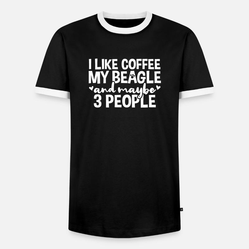 Beagle Kaffeetrinker - Männer Kontrast-T-Shirt - Schwarz/Weiß
