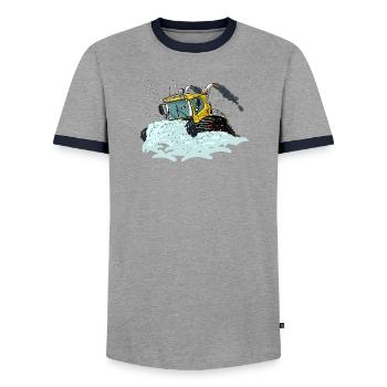 yellow snow shovel - Men's Ringer Shirt - grey/navy  - Front - AI Model Female 172 light (172cm) & AI Model Male 178 light (178cm)
