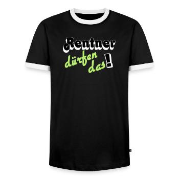 Rentner Spruch Neon Grün - Männer Kontrast-T-Shirt - Schwarz/Weiß - Vorne - AI Model Female 172 light (172cm) & AI Model Male 178 light (178cm)
