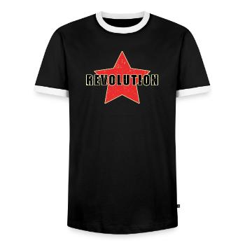 roter stern revolution - Männer Kontrast-T-Shirt - Schwarz/Weiß - Vorne - AI Model Female 172 light (172cm) & AI Model Male 178 light (178cm)