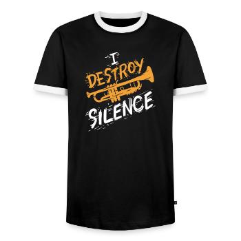 Trumpet Trumpeter - Men's Ringer Shirt - black/white - Front - AI Model Female 172 light (172cm) & AI Model Male 178 light (178cm)
