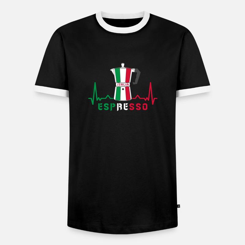 Herzfrequenz Espresso Design / Geschenkidee - Männer Kontrast-T-Shirt - Schwarz/Weiß